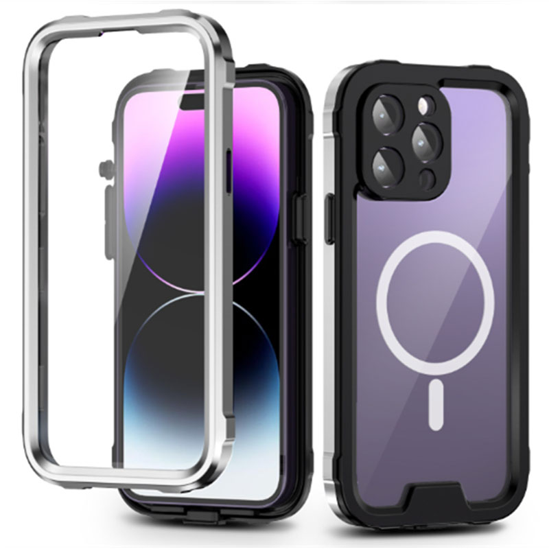 360°Full Protection PhoneCase Aluminum Alloy+LiquidSilicone+Tempered Glass