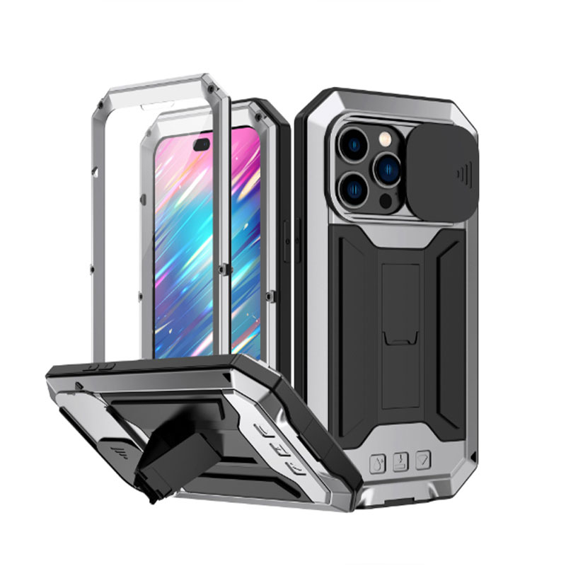 360°Full Protection PhoneCase Aluminum Alloy+LiquidSilicone+Tempered Glass