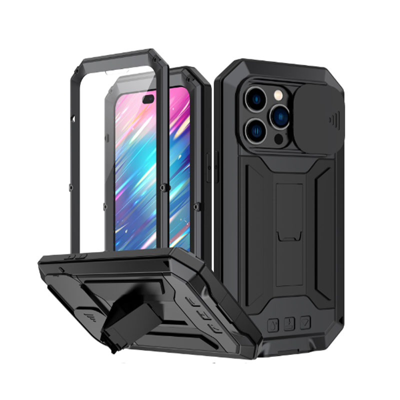360°Full Protection PhoneCase Aluminum Alloy+LiquidSilicone+Tempered Glass