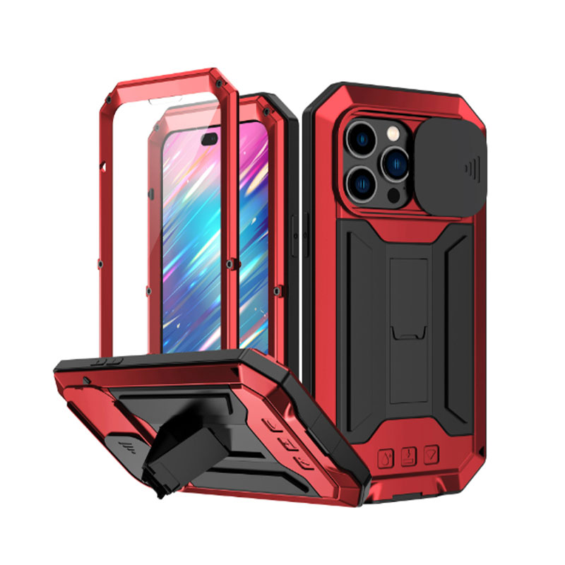 360°Full Protection PhoneCase Aluminum Alloy+LiquidSilicone+Tempered Glass